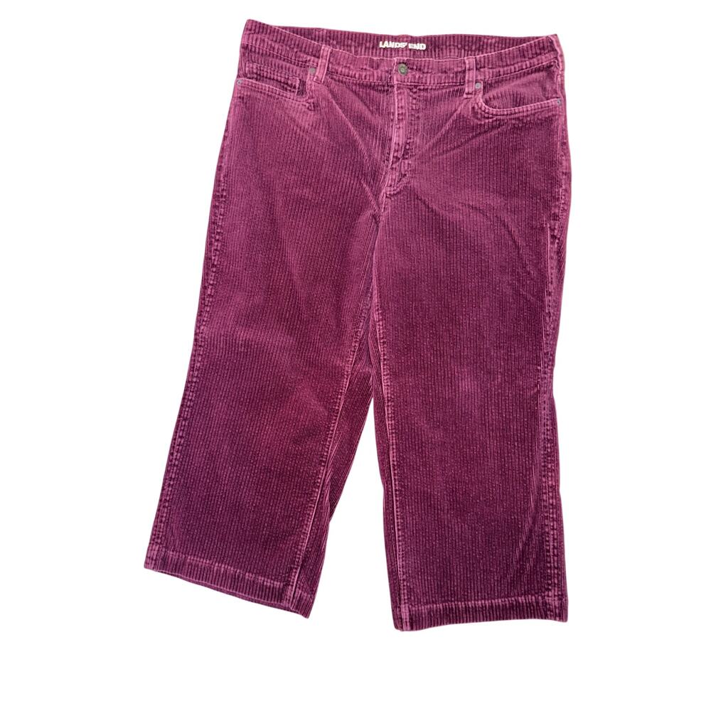 Lands end maroon red wide whale corduroy pants plus size 18 cotton stretch 2023